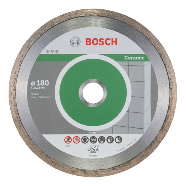 Алмазний відрізний диск Standard for Ceramic 180 x 22,23 x 1,6 x 7 мм BOSCH, фото  | SNABZHENIE.com.ua