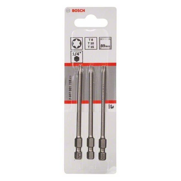 Набор бит для загвинчивания Extra-Hart, 3 шт., BOSCH, 89 мм, фото , изображение 2 | SNABZHENIE.com.ua