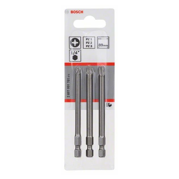 Набір насадок для загвинчування Extra-Hart PZ1; PZ2; PZ3; 89 мм, 3 шт., BOSCH, фото , зображення 2 | SNABZHENIE.com.ua