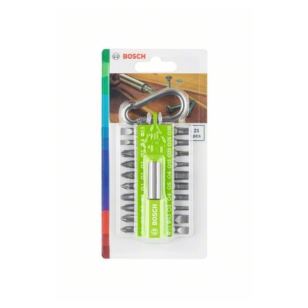Набор бит для закручивания с карабином, 21 шт. BOSCH (зеленый), фото , изображение 2 | SNABZHENIE.com.ua