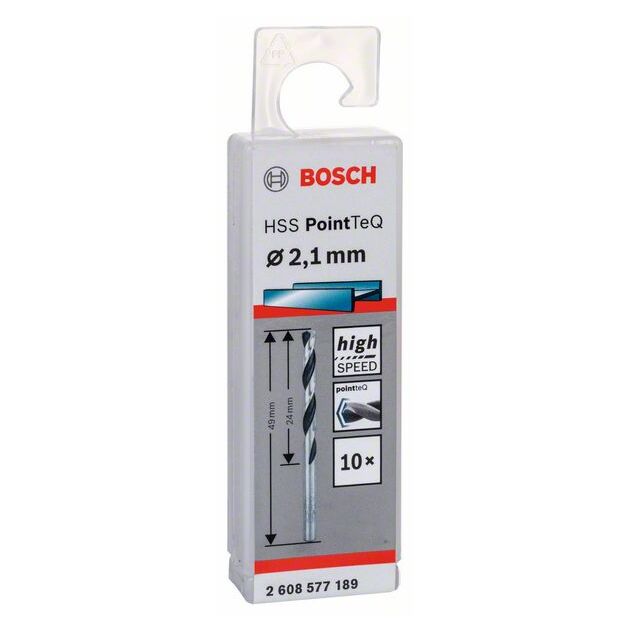 Спиральное сверло HSS PointTeQ 2,1 мм BOSCH, фото , изображение 2 | SNABZHENIE.com.ua
