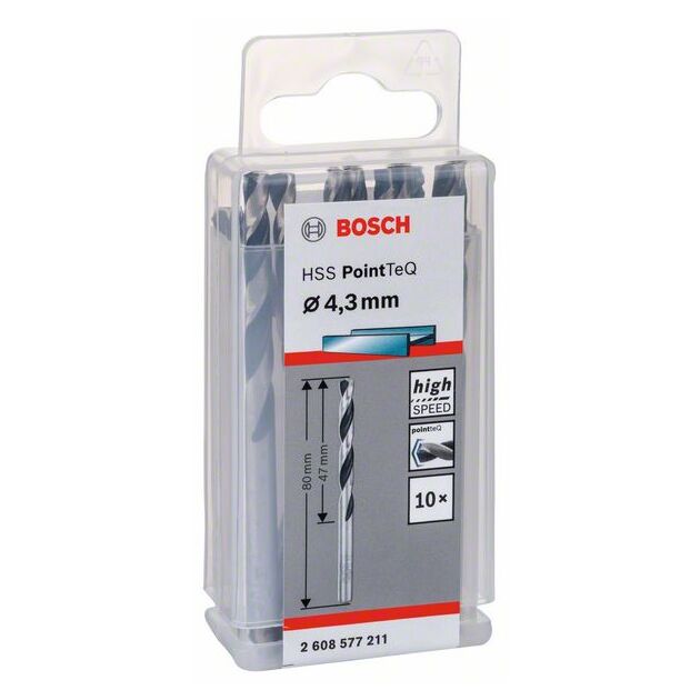 Сверло спиральное HSS PointTeQ 4,3 мм BOSCH, фото , изображение 2 | SNABZHENIE.com.ua