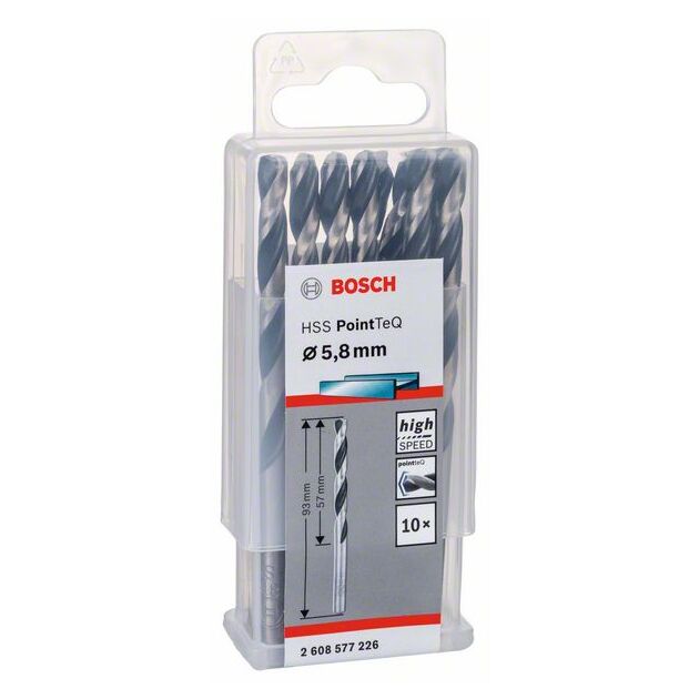 Сверло спиральное HSS PointTeQ 5,8 мм BOSCH, фото , изображение 2 | SNABZHENIE.com.ua