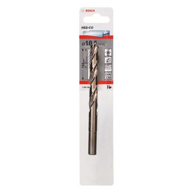 Сверло по металлу HSS-Co, DIN 338, 10,5 x 87 мм, BOSCH, фото , изображение 2 | SNABZHENIE.com.ua