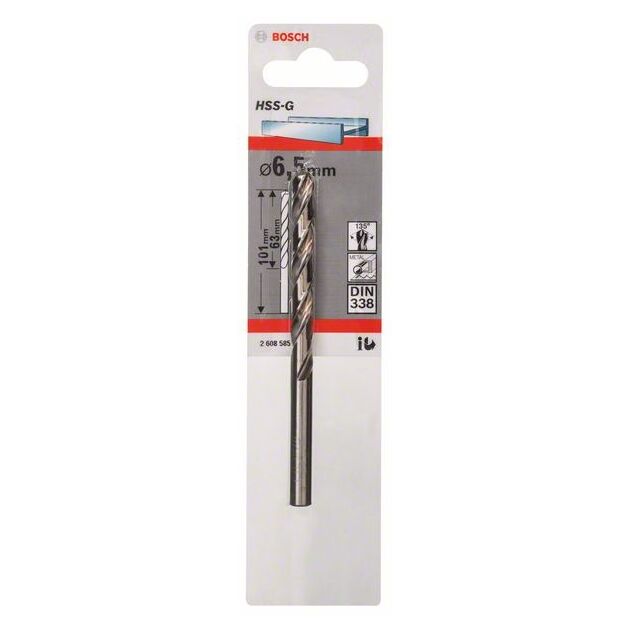Сверло по металлу HSS-G, DIN 338, 6,5 x 63 x 101 мм, BOSCH, фото , изображение 2 | SNABZHENIE.com.ua