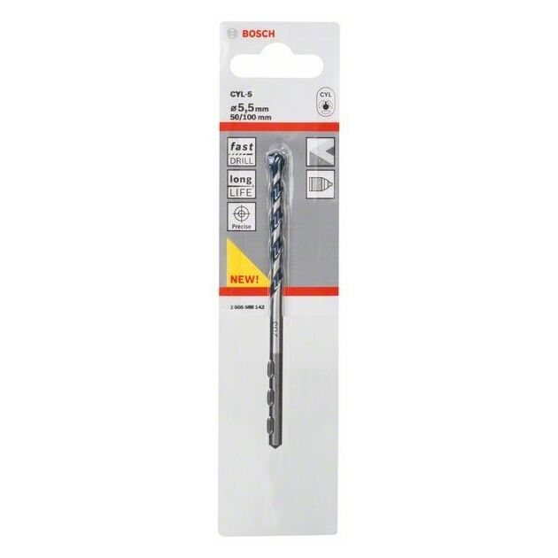 Сверло по бетону CYL-5 5,5 x 50 x 100 мм BOSCH, фото , изображение 2 | SNABZHENIE.com.ua