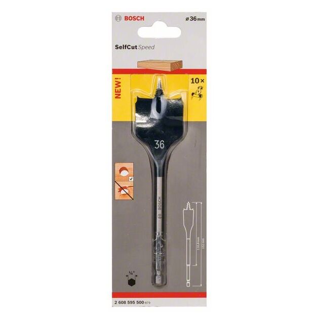 Центрові свердла Self Cut Speed 36 x 152 мм, шестигранний хвостовик BOSCH, фото , изображение 2 | SNABZHENIE.com.ua