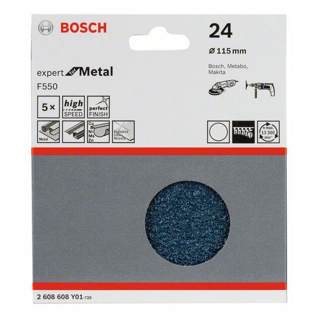 Шлифовальные листы BOSCH F550, 115 мм, 5 шт. в упаковке, фото , изображение 2 | SNABZHENIE.com.ua