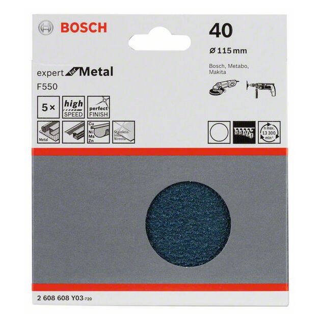 Шлифовальные листы F550, упаковка 5 шт., 115 мм, 40 BOSCH, фото , изображение 2 | SNABZHENIE.com.ua