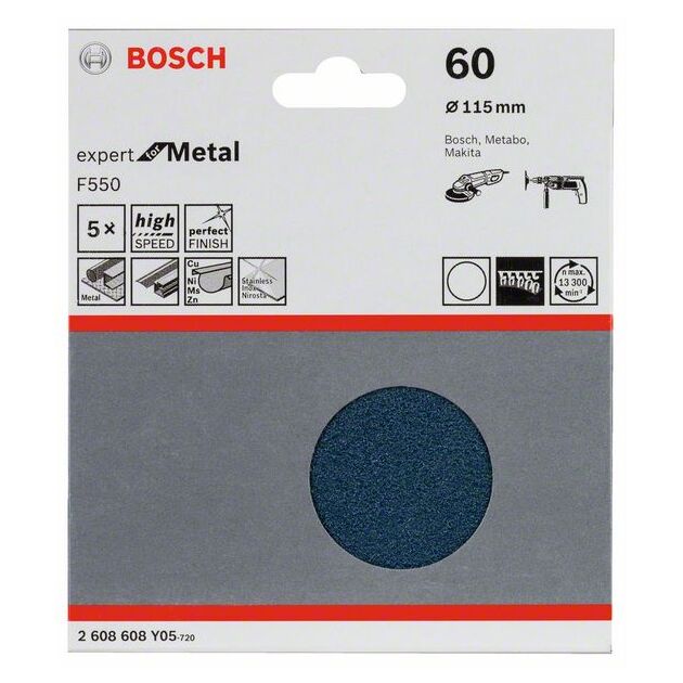 Шлифовальные листы F550, упаковка 5 шт., 115 мм, 60 BOSCH, фото , изображение 2 | SNABZHENIE.com.ua