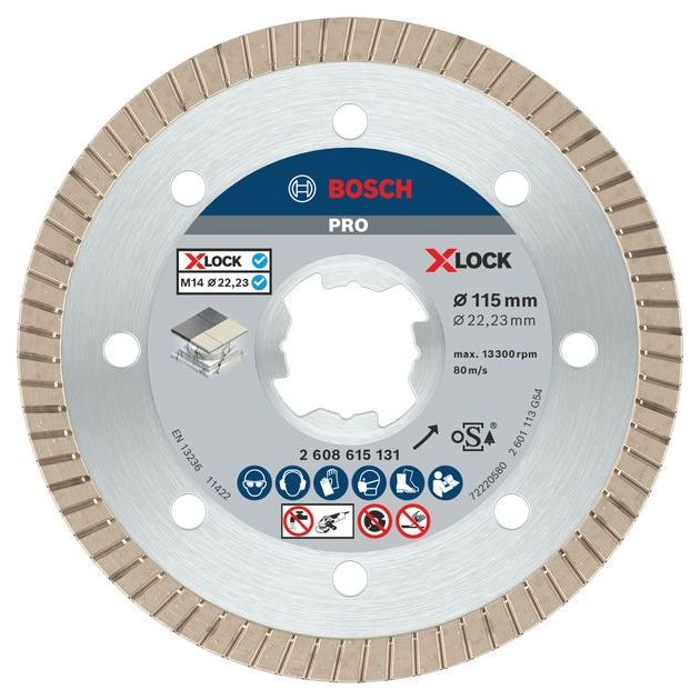 Алмазный отрезной диск Bosch X-LOCK 115 мм для керамики Turbo, фото  | SNABZHENIE.com.ua
