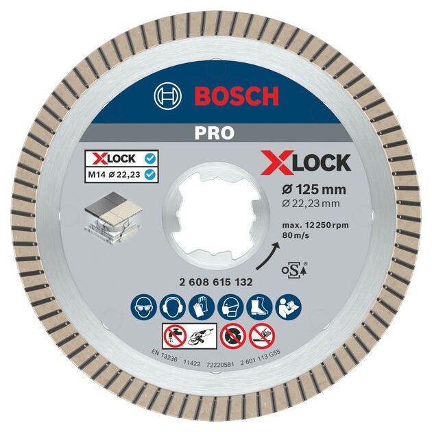 Алмазний відрізний диск X-LOCK Best for Ceramic Extra Clean Turbo, 125 x 22,23 x 1,4 x 7 BOSCH, фото  | SNABZHENIE.com.ua