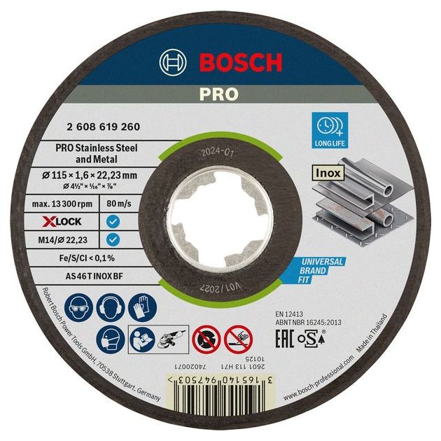 Диск отрезной X-LOCK Expert for Inox 115мм, прямое резание BOSCH, фото  | SNABZHENIE.com.ua