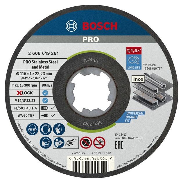 Диск отрезной X-LOCK Standard for Inox 10x115x1x22,23 мм BOSCH, фото  | SNABZHENIE.com.ua