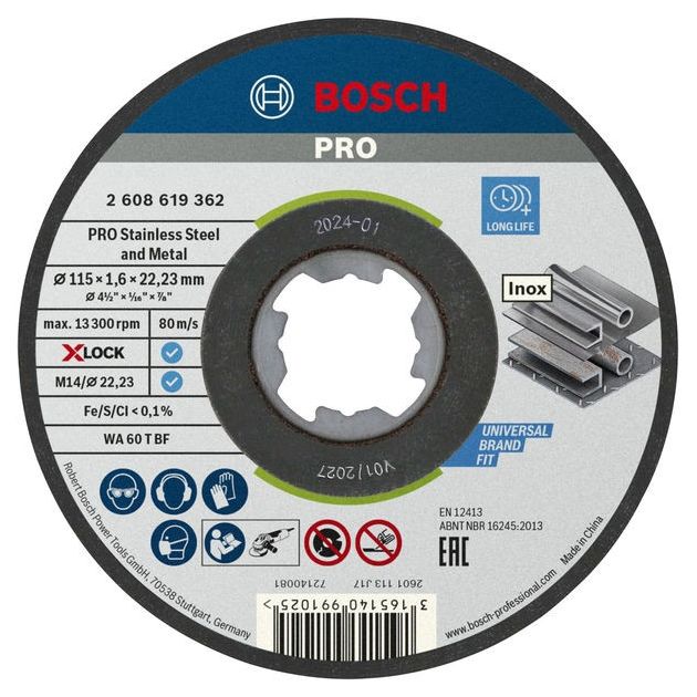 Диск отрезной X-LOCK Standard для Inox, 115 x 1,6 мм, T41 BOSCH, фото  | SNABZHENIE.com.ua