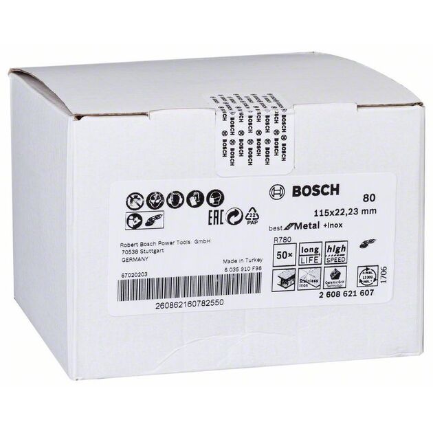 Шлифовальный круг R780 Best for Metal + Inox 115 мм, G80 BOSCH, фото , изображение 2 | SNABZHENIE.com.ua