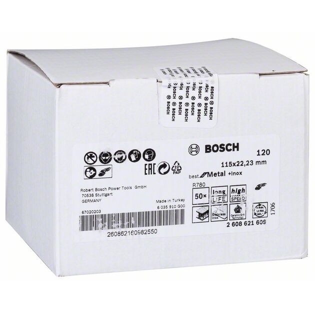 Шлифовальный круг R780, Best for Metal + Inox 115x22,23 мм, G120 BOSCH, фото , изображение 2 | SNABZHENIE.com.ua