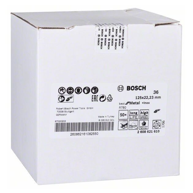 Шліфувальний круг на фібровій основі R780, Best for Metal + Inox 125 x 22,23 мм, G36 BOSCH, фото , зображення 2 | SNABZHENIE.com.ua Шліфувальний круг на фібровій основі R780, Best for Metal + Inox 125 x 22,23 мм, G36 BOSCH, фото , зображення 2 | SNABZHENIE.com.ua