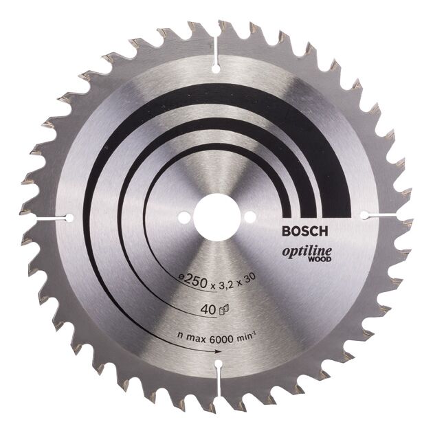 Пильный диск BOSCH Optiline Wood 250 x 30 x 3,2 мм, 40 зубьев, фото  | SNABZHENIE.com.ua