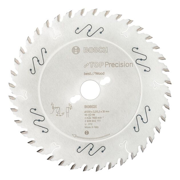 Пильный диск BOSCH Top Precision 250x30x3,2 мм, 40 зубьев для дерева, фото  | SNABZHENIE.com.ua