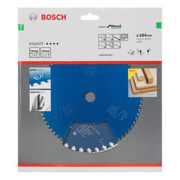 Пильный диск Expert for Wood 184x16x2,6 мм, 40 зубьев BOSCH, фото , изображение 2 | SNABZHENIE.com.ua