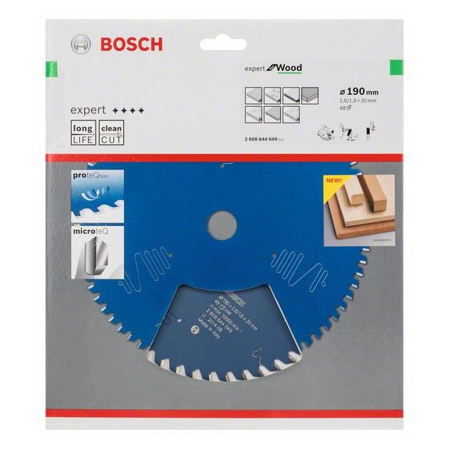 Пильный диск Expert for Wood 190 мм, 48 зубьев, BOSCH, фото , изображение 2 | SNABZHENIE.com.ua