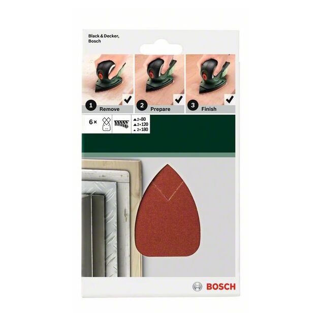 Набор шлифовальных листов 6 шт. для шлифмашин BOSCH G=80, 120, 180, фото , изображение 2 | SNABZHENIE.com.ua