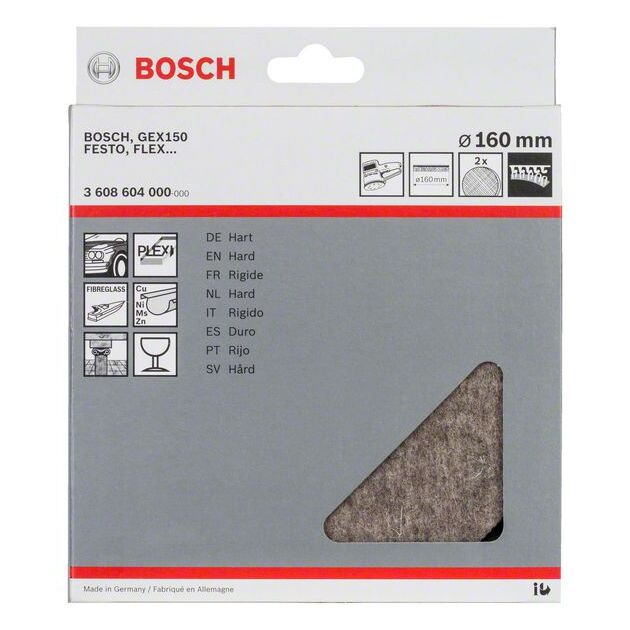 Полировальный фетр твердый, 160 мм BOSCH, фото , изображение 2 | SNABZHENIE.com.ua