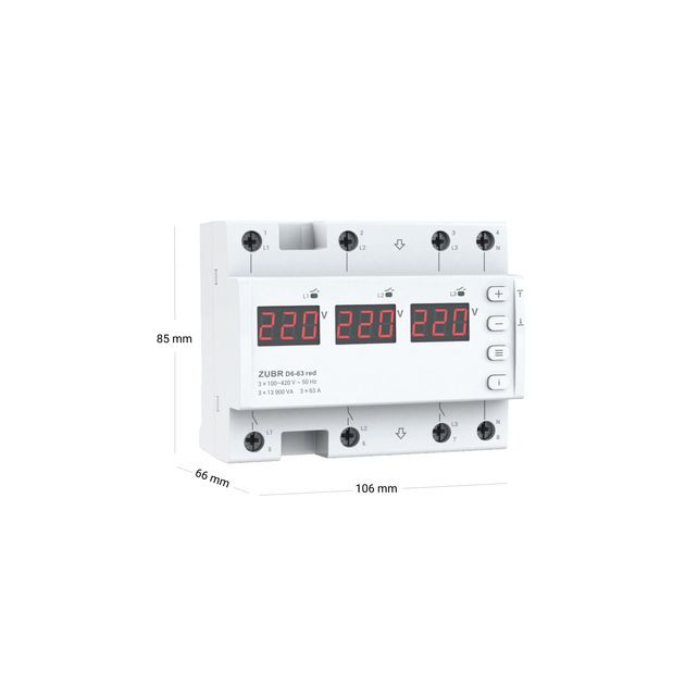 Реле напруги ZUBR D6-63 red, фото , зображення 4 | SNABZHENIE.com.ua