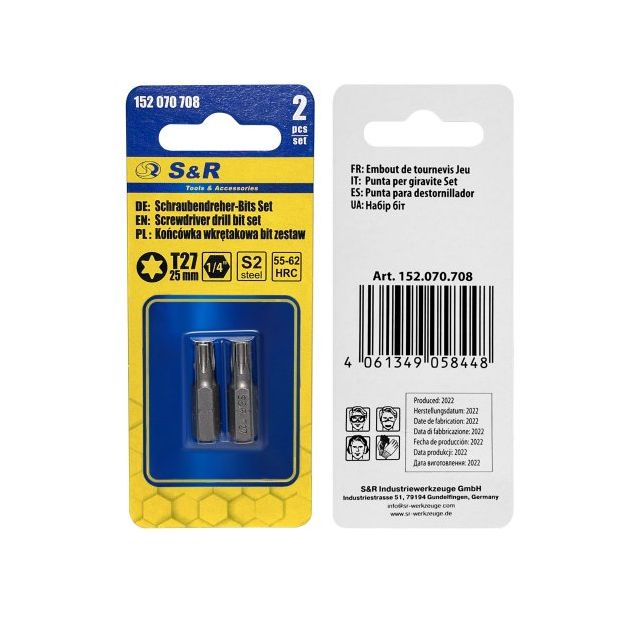 Биты S&R Torx27 25 мм, 2 шт., фото , изображение 5 | SNABZHENIE.com.ua Биты S&R Torx27 25 мм, 2 шт., фото , изображение 5 | SNABZHENIE.com.ua