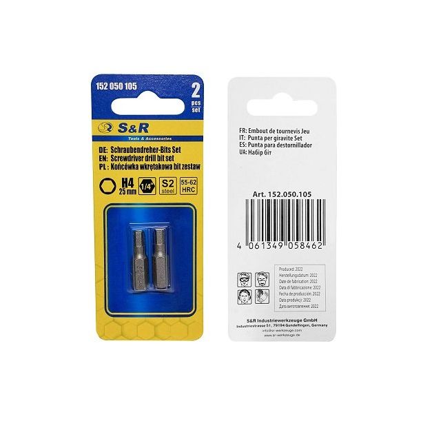Биты S&R Hex4, 25 мм, 2 шт., фото , изображение 4 | SNABZHENIE.com.ua Биты S&R Hex4, 25 мм, 2 шт., фото , изображение 4 | SNABZHENIE.com.ua