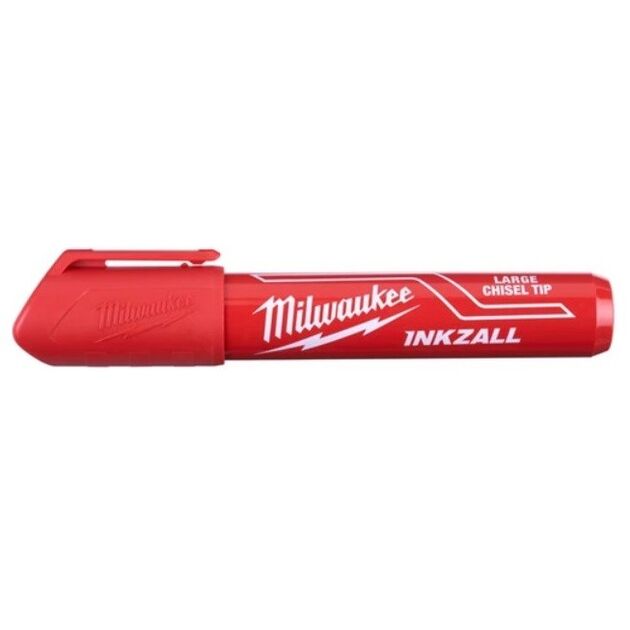 Маркер INKZALL красный L, скошенный наконечник, 1 шт. MILWAUKEE, фото  | SNABZHENIE.com.ua