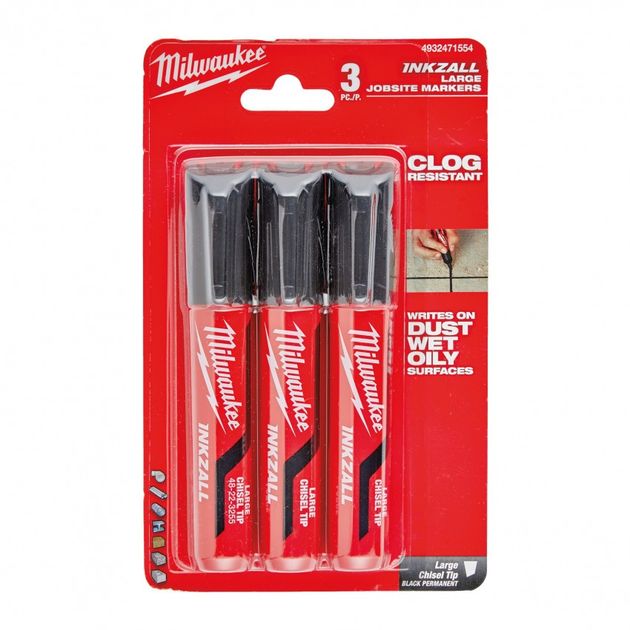 Маркер INKZALL черный L с скошенным наконечником, 3 шт., фото  | SNABZHENIE.com.ua