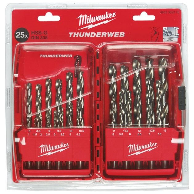 Набір сверел по металу THUNDERWEB HSS-G - DIN 338 MILWAUKEE 4932352376 (25 шт), фото , зображення 2 | SNABZHENIE.com.ua Набір сверел по металу THUNDERWEB HSS-G - DIN 338 MILWAUKEE 4932352376 (25 шт), фото , зображення 2 | SNABZHENIE.com.ua