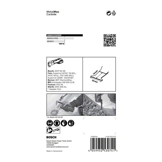 Полотно для багатофункціональних машин EXPERT MetalMax MAII 32 AIT, 70 x 32 мм BOSCH, фото , зображення 6 | SNABZHENIE.com.ua