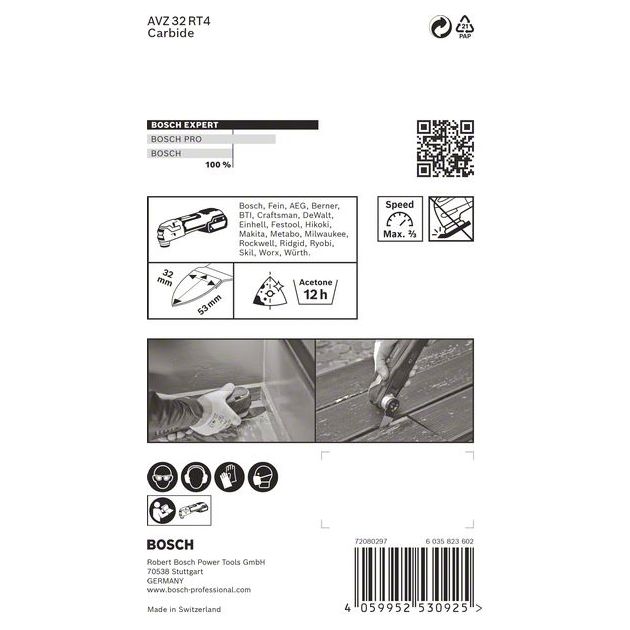 Шлифовальная платформа BOSCH AVZ 32 RT4, 32 x 50 мм, грубая, фото , изображение 7 | SNABZHENIE.com.ua