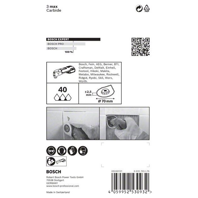 Зачисна насадка для багатофункціональних машин EXPERT 3 max AVZ 70 RT4, 70 мм BOSCH, фото , зображення 7 | SNABZHENIE.com.ua