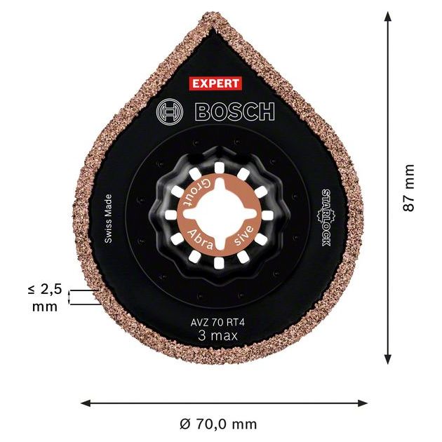Зачисна насадка для багатофункціональних машин EXPERT 3 max AVZ 70 RT4, 70 мм BOSCH, фото , зображення 8 | SNABZHENIE.com.ua