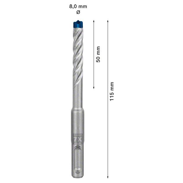 Ударное сверло EXPERT SDS plus-7X, 8 x 50 x 115 мм BOSCH, фото , изображение 6 | SNABZHENIE.com.ua Ударное сверло EXPERT SDS plus-7X, 8 x 50 x 115 мм BOSCH, фото , изображение 6 | SNABZHENIE.com.ua