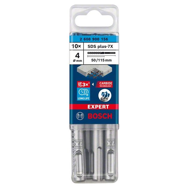 Ударное сверло BOSCH EXPERT SDS plus-7X, 4x50x115 мм, 10 шт., фото , изображение 5 | SNABZHENIE.com.ua