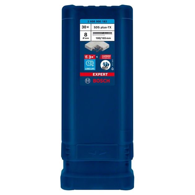 Ударное сверло BOSCH EXPERT SDS plus-7X, 8 x 100 x 165 мм, 30 шт., фото , изображение 5 | SNABZHENIE.com.ua