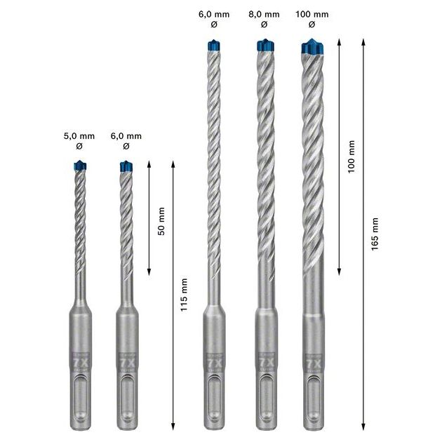 Набор сверел ударных BOSCH EXPERT SDS plus-7X, 5 шт, 5-10 мм, фото , изображение 7 | SNABZHENIE.com.ua Набор сверел ударных BOSCH EXPERT SDS plus-7X, 5 шт, 5-10 мм, фото , изображение 7 | SNABZHENIE.com.ua