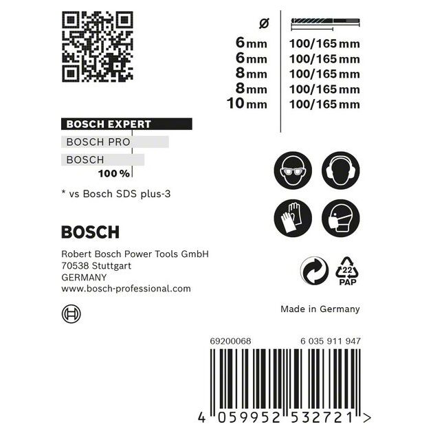 Набор ударных свердел BOSCH SDS plus-7X, 6/6/8/8/10 мм, 5 шт., фото , изображение 6 | SNABZHENIE.com.ua