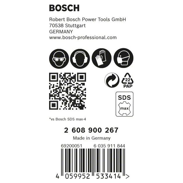 Ударное сверло BOSCH EXPERT SDS max-8X, 22x400 мм, 5 шт., фото , изображение 6 | SNABZHENIE.com.ua