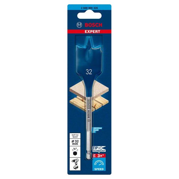 Перове свердло EXPERT Self Cut Speed Spade, 32 x 152 мм BOSCH, фото , зображення 3 | SNABZHENIE.com.ua Перове свердло EXPERT Self Cut Speed Spade, 32 x 152 мм BOSCH, фото , зображення 3 | SNABZHENIE.com.ua
