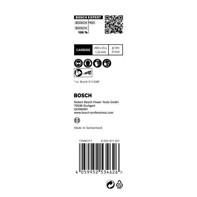 Полотно для пиляння EXPERT 'Thick Tough Metal' S 1255 CHC, 10 шт. BOSCH, фото , изображение 6 | SNABZHENIE.com.ua Полотно для пиляння EXPERT 'Thick Tough Metal' S 1255 CHC, 10 шт. BOSCH, фото , изображение 6 | SNABZHENIE.com.ua