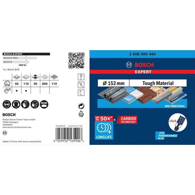 Коронка EXPERT Tough Material, 152 x 60 мм BOSCH, фото , зображення 6 | SNABZHENIE.com.ua