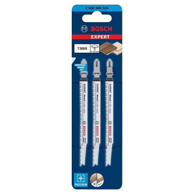 Полотна для лобзиков BOSCH EXPERT 'Wood 2-side clean' T 308 B, 3 шт., фото , изображение 5 | SNABZHENIE.com.ua Полотна для лобзиков BOSCH EXPERT 'Wood 2-side clean' T 308 B, 3 шт., фото , изображение 5 | SNABZHENIE.com.ua