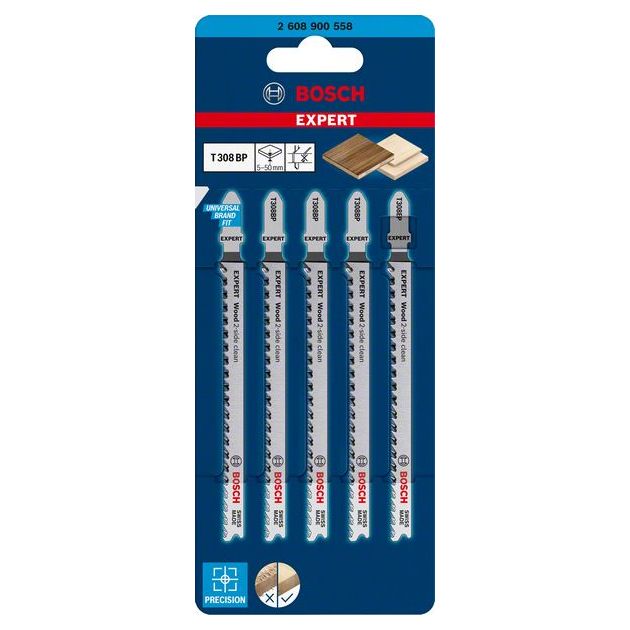 Полотна для лобзиков BOSCH EXPERT 'Wood 2-side clean' T 308 BP, 5 шт., фото , изображение 5 | SNABZHENIE.com.ua Полотна для лобзиков BOSCH EXPERT 'Wood 2-side clean' T 308 BP, 5 шт., фото , изображение 5 | SNABZHENIE.com.ua
