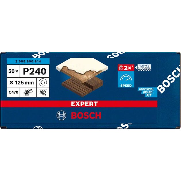 Шліфувальний папір BOSCH C470, 125 мм, 8 отворів, G 240, 50 шт., фото , изображение 3 | SNABZHENIE.com.ua